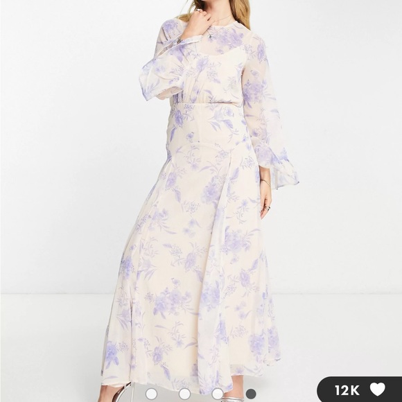 Long sleeve chiffon maxi dress - Picture 1 of 4